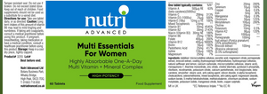 Multi Essentials For Women  Multivitamin (60 Tablets)